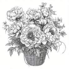 Flowers And Basket Coloring Book For Adults, 20x20cm Square Floral Painting Book, Stress Relief & Anxiety Relaxing Basket Bouquet Grayscale Coloring Pages For Beginners Art Supplies - Multicolor - View 9