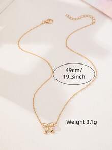 1pc Bow Pendant Necklace, Versatile Everyday Wear For Women - Yellow Gold - View 4