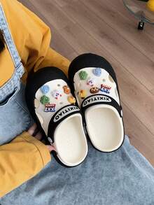 XIXITIAO 1 Pair Cute Round Toe Versatile Comfortable Breathable Lightweight Slip-On Sandals - Black and White + Little Monster - View 5