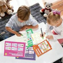 Preschool Learning Activities Educational Workbook - Toddler Prek Montessori Handwriting Practice Activity Tracing Toys Busy Book For Kids, Autism Learning Materials And ABC Learning Book 6PCS - 彩色 - 查看 2