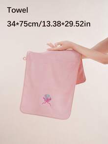 1/2/3件可選貝殼蝴蝶結珊瑚絨加厚刺繡浴室毛巾，柔軟吸水，適用於浴室、飯店、健身房、旅行、禮品、沙龍、運動、戶外、海灘、學校、開學季、居家必需品、護膚 - 淺粉色 - 查看 14