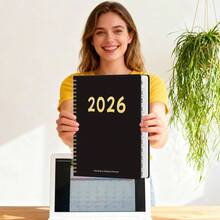 Planificador de Calendario para 2026 - Agenda De Planificacin De 12 Meses Con Encuadernacin En Espiral Planificador Diario 2026 - Para El Trabajo Acadmico Estudiantes Profesores Familia Hogar Col - Negro - Ver 2