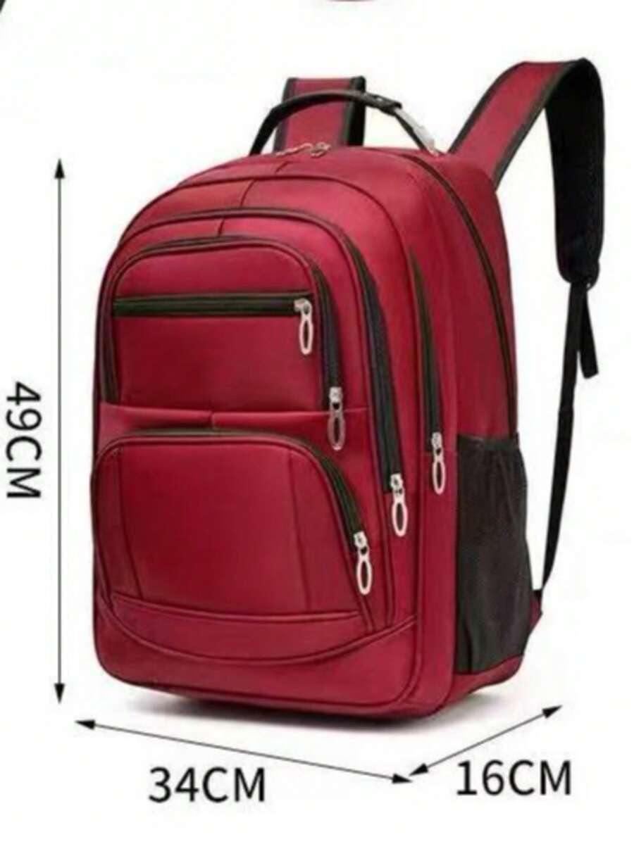 Men's Large Capacity Laptop Backpack, Casual Backpack For Students, Notebook Compartment, Steel Pull Handle And USB Port, 8109 - Red 1 - View 1