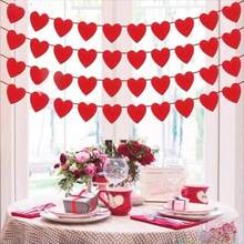 情人节挂饰彩旗串红色爱心纸质横幅门挂装饰品婚礼生日周年纪念派对装饰