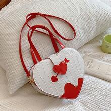 Embossed Heart Crossbody Bag With 3D Heart & Arrow Detail - White & Red,Best Valentine Gift - màu đen - Xem 7