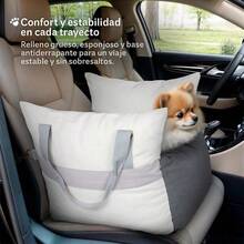 ESQUIMAL Asiento de Coche para Perro Transportadora para Automóvil Asiento de  Cama de Viaje para Mascotas Gris Hueso 47x53x44 cm - GrisHueso - Ver 2