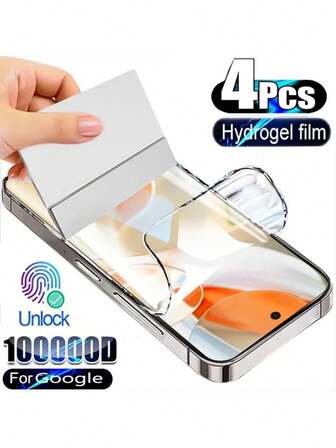 4 Piezas Protector de pantalla completa para Pixel 10 9 Pro XL 8 8 Pro 7 7a 7 Pro 6 6 Pro 6a 5 5a 5G, visión de alta definición, compatible con desbloqueo de huella digital, resistente a arañazos, antihuellas, ultra delgado [4 piezas de películas protectoras], película protectora Pixel | Visión de alta definición | Película flexible