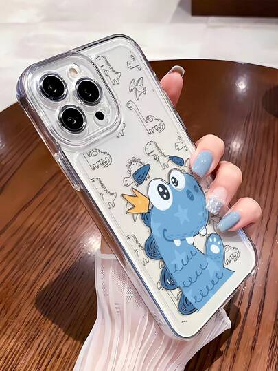 1 pieza Funda de teléfono suave, transparente, a prueba de golpes y antihuellas dactilares con diseño gráfico minimalista y lindo de dinosaurio, compatible con iPhone 16/16Pro/16Plus/15/15ProMax/15Pro/11/12/13/14ProMax/11Pro/11ProMax/12Pro/12ProMax/13Pro/13ProMax/14Pro/14ProMax