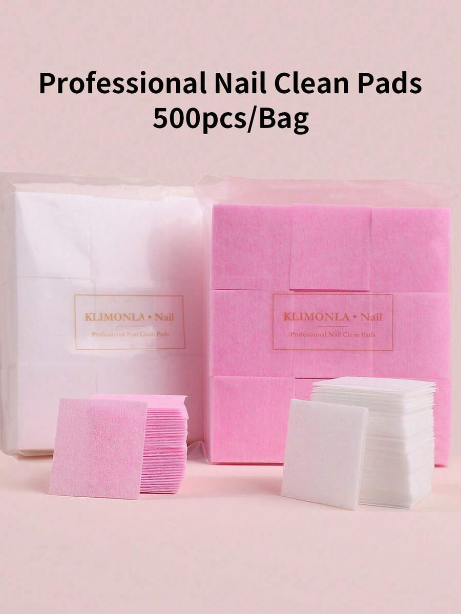 500pcs/Pack Klimonla Disposable Non-Woven Nail Cleaning Wipes, Nail Polish Remover Wet Wipes, Thickened Non-Shedding Cleaning Cloth, Suitable For Manicure, Dry & Wet Use - Multicolor - View 1