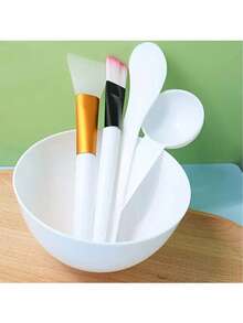 5pcs DIY Face Mask Mixing Tool Set (Includes Bowl, Spatula, Silicone Brush And Applicator)