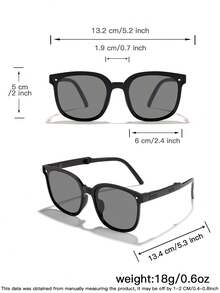 1 Juego de Gafas de sol de estilo callejero plegables con marco cuadrado y lentes protectoras UV, de estilo audaz y cool, para niños en salidas y vacaciones de verano - Multicolor - Ver 10