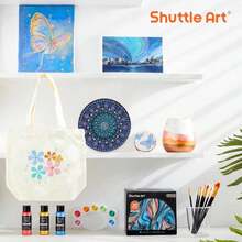 Shuttle Art Metallic Acrylic Paint Set, 20 Colors Metallic Paint In Bottles (60ml, 2oz) With 10 Brushes And 1 Palette, Rich Pigments, Artists, Beginners On Rocks Crafts CanvasWood Fabric - Màu B - Xem 7