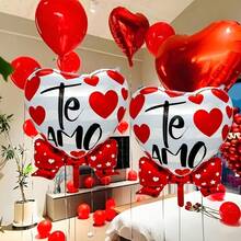2-Pack Valentine's Day Red Bow Heart Balloons Spanish I Love You Heart Balloons Aluminum Foil Balloons Valentine's Day Party Decoration Proposal Anniversary Scene Decoration - 彩色 - 查看 1