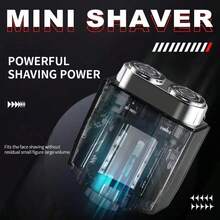 HYUNDAI 现代男士电动剃须刀，双刀头，USB充电，防水，哑光黑设计 - 黑色 - 查看 8