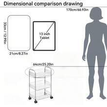 1 件装 2/3/4 层滚动推车，透明多功能储物推车，带把手和轮子，移动式收纳架，适用于办公室、浴室、厨房和客厅，透明实用推车，家居收纳 - 無色 - 查看 11