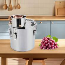 Kit de destilador de alcohol profesional de acero inoxidable: sistema de 2 recipientes de 10 galones con tubos de cobre, termómetro integrado y bomba de agua. Elaboración casera de whisky, vino y brandy. - Plateado - Ver 2