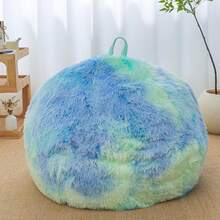 Tie Dye Sage Green Shaggy Bean Bag Chair Covers (No Filler), Comfy Fluffy Sage Green Bean Bag Chair Cover For Bedroom, Stuffed Animal Storage, Kids Adults Teens Girls Bean Bag Chairs, Anti-Slip - 藍色 - 查看 5