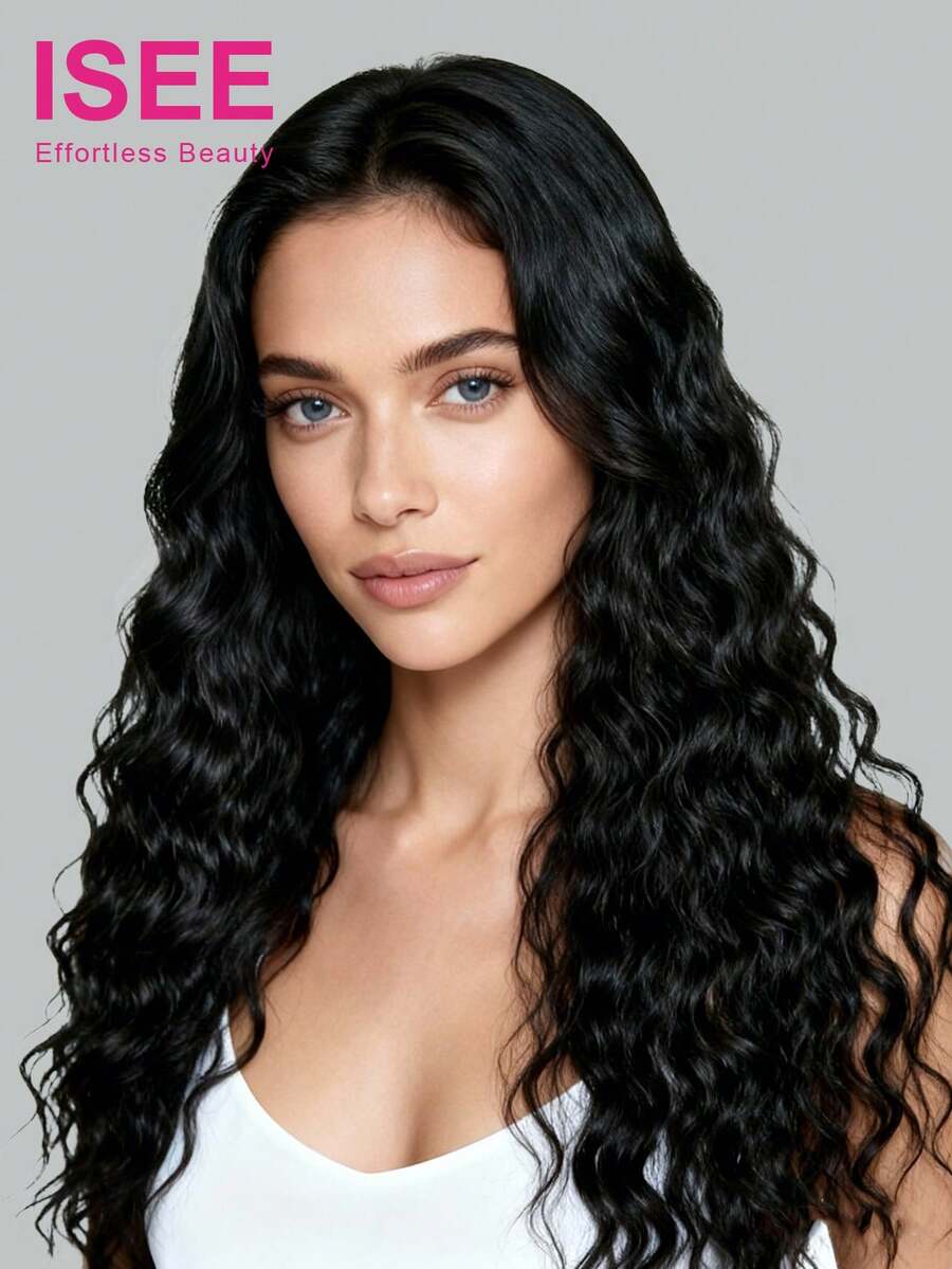 ISEE Hair Wear And Go Glueless Upgrade Deep Wave 6*4 Lace HD Lace Closore Wig Pre-Plucked Hairline & Pre-Cut Lace Unprocessed Human Wig Hair 180% Density 16-30 Inch High Density High Quality Wig - SNatural - View 1