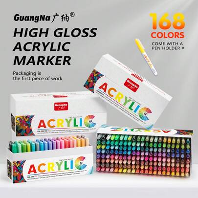 1 طقم من 12/72/168 لون أقلام جل أكريليك عالية اللمعان مع رؤوس صلبة بسمك 1.0 مم، ذات صبغة عالية وسعة كبيرة من الحبر المائي. توفر تأثير الرسم ثلاثي الأبعاد، مناسبة للرسم على الخشب والسيراميك والمعدن والزجاج والحجر. هدية عيد الميلاد المثالية.