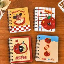 1-4pcs Apple Cat Spiral Notebooks, A7 Flip Page Mini Notebooks, Cute High-Quality Pocket Notebooks, Essential For Students And Teachers - Multicolor - View 2