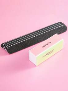4pcs Nail File And Buffing Block Set, Professional Nail File, Suitable For Natural Nails, Manicure File, Buffing And Polishing, Nail Care, Smooth Polishing, 100/180/240/600/3000 Grit - Multicolor - View 6