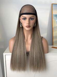 ZURO 22 Inch Clip-In Hair Extensions, Black Brown Straight, Suitable For Women, Golden Fluffy Tangle-Free, Reddish Brown Clip-In Hair Extensions, Synthetic Material, Silver Dark Brown - Rust Brown - View 5