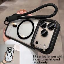 New Orange Magnetic Wireless Charging Metal Lens Holder Phone Case, Compatible With Iphone 17 Pro Max, Air 16, 15, 14, 13, 12 Pro Max Plus, 17Pro, 17Promax, Comes With A Separate Lens Protector, Acrylic Back Panel, Shockproof Armor - Xám - Xem 11