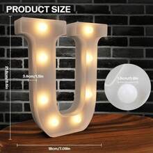 Light Up Marquee Letters - 26 Alphabet Battery Powered LED Lights Sign, Night Light White Plastic For Engagement Party Wedding Baby Shower Birthday, Table Decorations, Prom And Events, Marry Me (Letter M) - Letter U - View 2