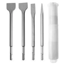 Kit de 4 brocas de cincel de vástago redondo y punta plana para martillo eléctrico, para estructuras de hormigón - Plateado - Ver 1