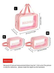 Letter Print Toiletry Bag Portable Waterproof For Travel Cosmetic Bag Wash Bag Makeup Bag Storage Bag For Women School Supplies School Stuff For College Dorm For Student Cruise Essential Beach Bag Beach Essentials Beach Towel Organizer Beach Accessories Beach Stuff Holiday Bag Holiday Essentials For Summer For Vacation Back To School Supplies - Pink - View 7