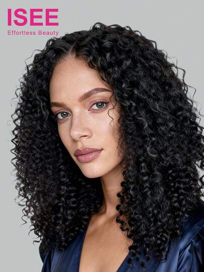 ISEE 真人发假发，无需任何处理，即可佩戴，升级版蓬松卷曲自然色，未经加工的真人发丝，自然发际线，无胶6*4高清蕾丝假发，预先拔毛和修剪，10-14英寸波波头，180%密度，丝滑自然发际线，适合日常佩戴，适合初学者，营造度假氛围，活力四射，旅行必备，节日装扮，伴娘礼物