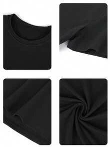 Envío nacional | camiseta de manga corta con estampado casual de algodón puro para hombres en primavera y verano - Negro - Ver 6