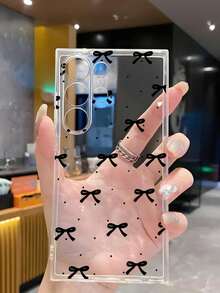 1pc Classic Black Polka Dot Bow Soft Phone Case Compatible With IPhone 17/17 Air/17 Pro/17 Pro Max, Honor, Redmi, Galaxy A04e/12/A13/A14/A34/A50/A52/A53/A54/S21/S22/S23/S24/S25/S25Ultra, 6A/7A/8A, 12T/13T - transparente - Ver 7