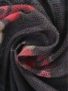 5pcs Women's Thong Panties - Black Solid, Sexy Red Floral, Waist Ruched Ruffle Trim - Black - View 9