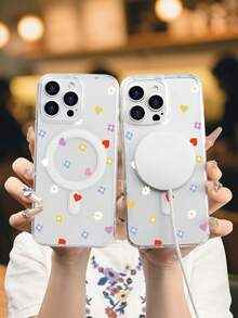 Lujo Ligero Estilo y BellezaCáscara floral Funda de Teléfono Transparente con Compatibilidad de Carga Inalámbrica Magnética Compatible con 17 17PROMAX 17PRO 16PROMAX 16PRO y Todos los Modelos Impresc - transparente - Ver 6