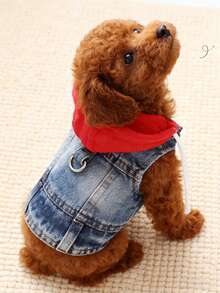 1 件全新连帽背心，适合贵宾犬、比熊犬、泰迪等小型犬，春秋季宠物服装