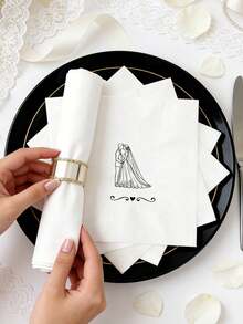 40/30/20pcs One-Time Wedding Banquet Printed Napkins, 5*5 Inch Square Napkins, Suitable For Wedding, Hotel, Restaurant, Theme Party, Holiday Party Decoration - Multicolor - View 5