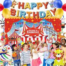 DCarnival Circus Birthday Party Decorations Carnival Circus Birthday Party Plies Set Including Banner Hanging Swirls Foil Balloons Latex Balloons And Backdrop - 彩色 - 查看 5