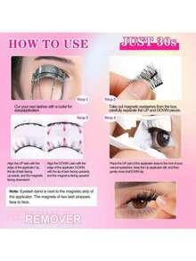 1 Box 2 Pairs CC Magnetic Eyelashes Set, Includes Reusable Eyelash Applicator, 2 Eyebrow Brushes, No Glue Needed, Soft & Fluffy Faux Mink Lashes For Daily Use, Makeup Tools, Natural Cartoon Style Eyelash Curler, Natural Lash Blending Design, 3D Thick Fake Eyelash Strips, Create Charming Lifted Eye Makeup, Eyelash Extension Kit - 自然纖長款 - 查看 6