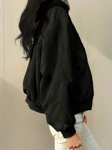 Women's Reversible Oversize Faux Shearling Lined Hooded Jacket Winter Y2K 2 Way Wear Padded Coat - 灰色 - 查看 3