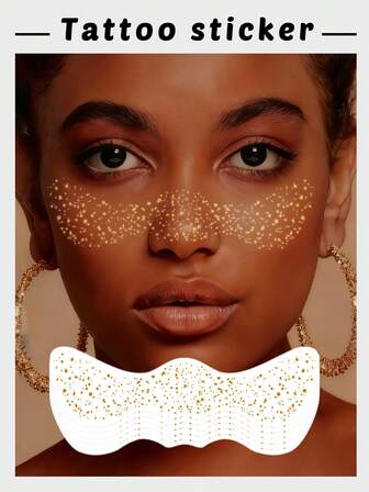 6 piezas de pegatinas temporales de tatuajes de pecas con brillo dorado, decoraciones de maquillaje brillante para la cara, resistentes al agua y al sudor, adecuadas para fiestas, festivales y el Día de San Valentín