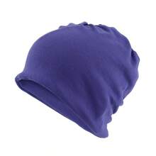 Gorro de otoño e invierno forrado de forro polar, cálido, liso, gorro unisex de estilo coreano - Azul - Ver 13