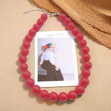 1pc Shiny Beaded Necklace, Suitable For Daily Wear - Royal Blue - View 9