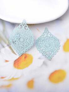 6pcs Filigree Jewelry Charms Brass Light Golden Oval Thin Pendant Connector Diy Jewelry Making Accessories - Filigree - View 13