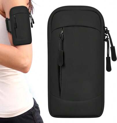 Brazalete para Celular para Correr,Porta Celular Impermeable Ajustable 14-35cm,Compatible con Teléfonos hasta 6.8 Pulgadas,para Correr Caminar Senderismo Ciclismo,Accesorios Deportivos Negro