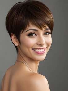 QVR QUEEN VIRGIN REMY QVR kurze gerade Bobo Perücke, Anziehen und Gehen, Pixie Kurzhaarfrisur, Frauenhaar, klebefrei kurze Perücke, Weihnachtsgeschenkauswahl. Remy Echthaar, vollständig maschinell gewebt, natürliche schwarze Farbe, Kurzhaarfrisur, bequem für den täglichen Gebrauch.