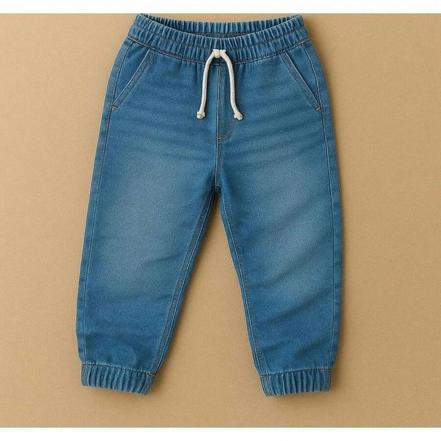 Krica Kids - Calça Jogger Jeans Menino Infantil Elástico Conforto 4 ao 14 - Lavagem Média - Visão 1