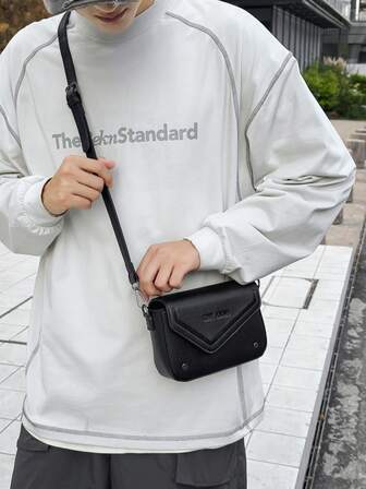 1pc Men's Nylon Sling Bag Shoulder Bag,Nylon Square Bag With Adjustable Strap Scratch Resistant And Wear-Resistant Pouch For Passport Money ID Card Credit Card Lightweight For Commute/Commuting Gift For Boyfriend