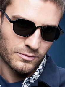 1 Pair Men's Fashionable Geometric Frame Glasses, Polycarbonate Temples, Lightweight, Suitable For Outdoor & Party - 彩色 - 查看 13