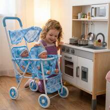 Estos dos juguetes de cochecito de metal plegables son un regalo perfecto de Navidad, cumpleaños o Año Nuevo para una niña. - Azul - Ver 10